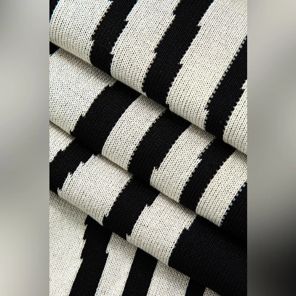 186. Micas Contrast Stripe Round Neck Knit Maxi Dress XL - Picture 4 of 4